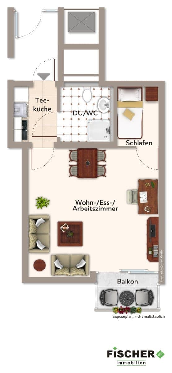 Grundriss – 1,5-Zimmer-Wohnung in der Ravensburger Südstadt